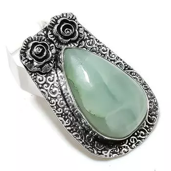 Ювелирный кулон из стерлингового серебра 925 пробы с натуральным драгоценным камнем пренитом 1,85 дюйма A2y06