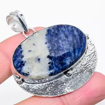Ювелирный кулон из стерлингового серебра 925 пробы с содалитом, 2,29 дюйма, D9k06 синий