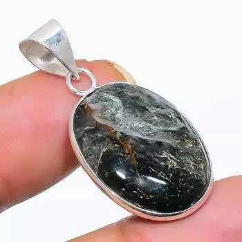Ювелирный кулон из стерлингового серебра 925 пробы с натуральным океаническим яшмом 1,38 дюйма y5b46