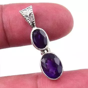 Ювелирный кулон из стерлингового серебра 925 пробы с натуральным африканским аметистом 1,25 дюйма D0z39