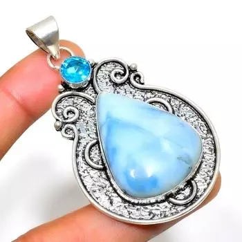 Ювелирный кулон Owhyee с опалом и синим топазом, посеребренный 925 пробы, 2,46 дюйма 2.46 синий