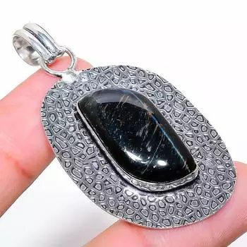 Ювелирный кулон ручной работы Черный тигровый глаз из стерлингового серебра 925 пробы 2,25 дюйма e9z33 чёрный