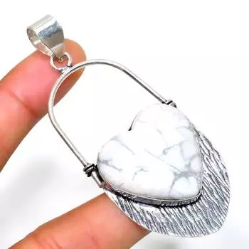 Ювелирный кулон ручной работы из драгоценного камня Хаулит Джаспер с серебряным покрытием 925 пробы 2,84 дюйма 2.84 белый