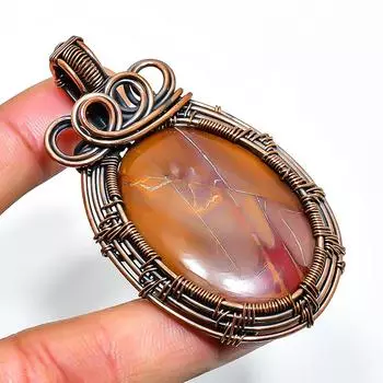 Ювелирный кулон ручной работы из медной проволоки Noreena Jasper с драгоценными камнями 2,56 дюйма 2.56 красный