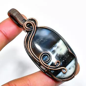 Ювелирный кулон ручной работы из медной проволоки Owhyee с опалом и драгоценным камнем 2,56 дюйма 2.56 синий