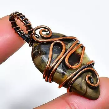 Ювелирный кулон ручной работы из медной проволоки с септерианским камнем, 1,77 дюйма 1.77 жёлтый