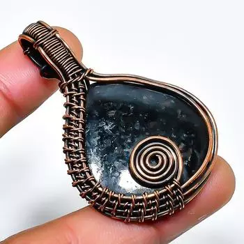 Ювелирный кулон ручной работы из медной проволоки с нууммитом, 1,97 дюйма 1.97 чёрный