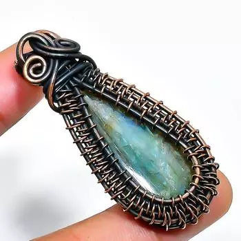 Ювелирный кулон ручной работы из медной проволоки с лабрадоритом 2,17 дюйма 2.17 чёрный