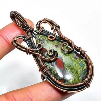 Ювелирный кулон ручной работы из медной проволоки с драгоценным камнем «Кровь дракона» 2,76 дюйма 2.76 розовый