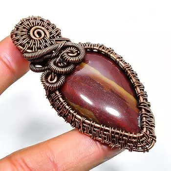 Ювелирный кулон ручной работы из медной проволоки Noreena Jasper с драгоценными камнями 2,56 дюйма 2.56 красный