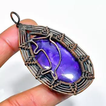 Ювелирный кулон ручной работы из медной проволоки с русским чароитом 2,76 дюйма 2.76 фиолетовый
