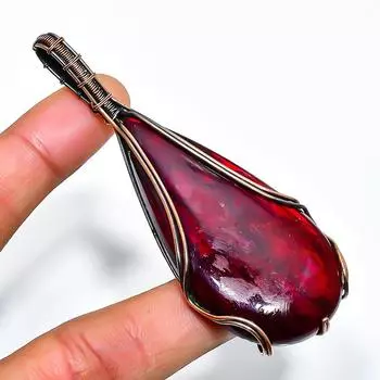 Ювелирный кулон ручной работы из медной проволоки с красным лабрадоритом и драгоценным камнем 3,15 дюйма 3.15 красный