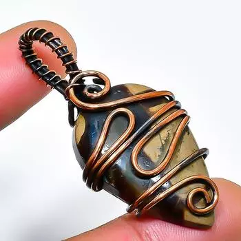 Ювелирный кулон ручной работы из медной проволоки с септерианским камнем, 1,77 дюйма 1.77 жёлтый