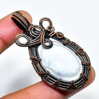 Ювелирный кулон ручной работы из медной проволоки Owhyee с опалом и драгоценным камнем 2,17 дюйма 2.17 синий