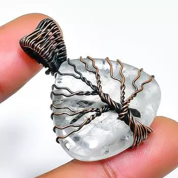 Ювелирный кулон ручной работы из медной проволоки с черным рутиловым драгоценным камнем длиной 1,38 дюйма 1.38 чёрный