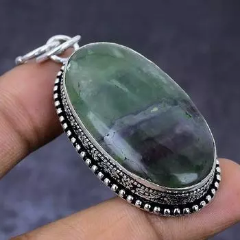 Ювелирный кулон ручной работы из натурального серебра 925 пробы с драгоценным камнем флюорит 2,36 дюйма T1V03