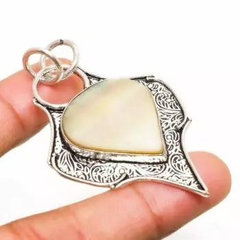 Ювелирный кулон ручной работы из перламутра с покрытием из серебра 925 пробы 2,27 дюйма 2.27 белый