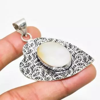 Ювелирный кулон ручной работы из перламутра с покрытием из серебра 925 пробы 2,08 дюйма 2.08 белый