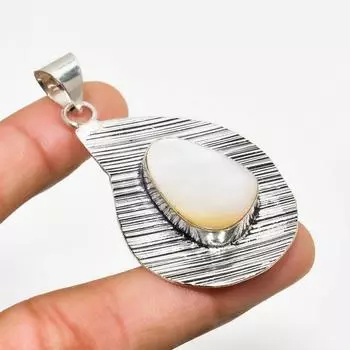 Ювелирный кулон ручной работы из перламутра с покрытием из серебра 925 пробы 2,27 дюйма 2.27 белый