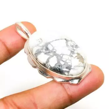 Ювелирный кулон ручной работы из яшмы хаулит с посеребрением 925 пробы 1,89 дюйма 1.89 белый