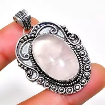 Ювелирный кулон ручной работы из розового кварца 925 пробы с посеребренным покрытием 1,70 дюйма 1.70 розовый