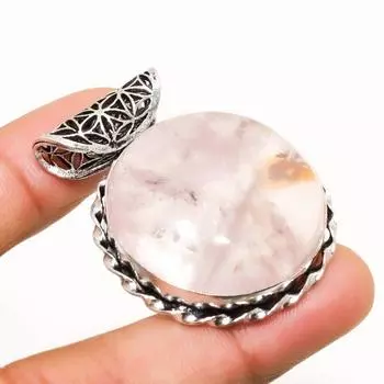 Ювелирный кулон ручной работы из розового кварца с серебряным покрытием 925 пробы 1,51 дюйма 1.51 розовый