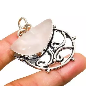 Ювелирный кулон ручной работы из розового кварца с серебряным покрытием 925 пробы 1,70 дюйма 1.70 розовый