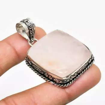 Ювелирный кулон ручной работы из розового кварца с серебряным покрытием 925 пробы 1,70 дюйма 1.70 розовый