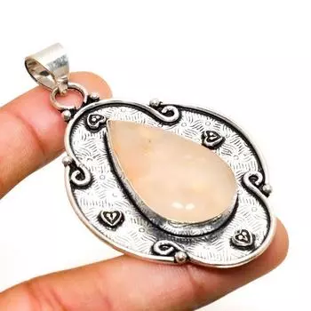 Ювелирный кулон ручной работы из розового кварца с серебряным покрытием 925 пробы 2,65 дюйма 2.65 розовый