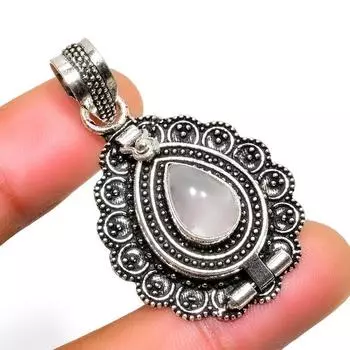 Ювелирный кулон ручной работы из розового кварца 925 пробы с посеребренным покрытием 1,70 дюйма 1.70 розовый