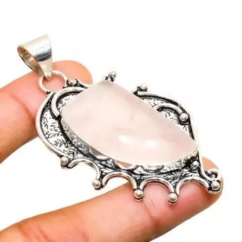 Ювелирный кулон ручной работы из розового кварца с серебряным покрытием 925 пробы 2,46 дюйма 2.46 розовый