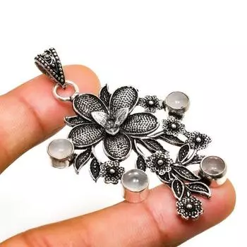 Ювелирный кулон ручной работы из розового кварца с серебряным покрытием 925 пробы 2,27 дюйма 2.27 розовый