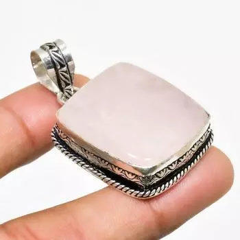 Ювелирный кулон ручной работы из розового кварца с серебряным покрытием 925 пробы 1,70 дюйма 1.70 розовый