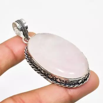 Ювелирный кулон ручной работы из розового кварца с серебряным покрытием 925 пробы 2,27 дюйма 2.27 розовый