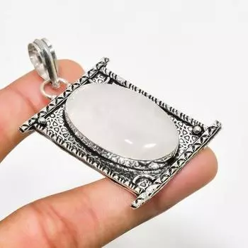 Ювелирный кулон ручной работы из розового кварца с серебряным покрытием 925 пробы 2,27 дюйма 2.27 розовый