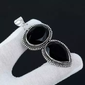 Ювелирный кулон ручной работы из серебра 925 пробы с черной шпинелью, ювелирное ожерелье ручной работы с черной шпинелью, подарки в знак благодарности 2.55 чёрный