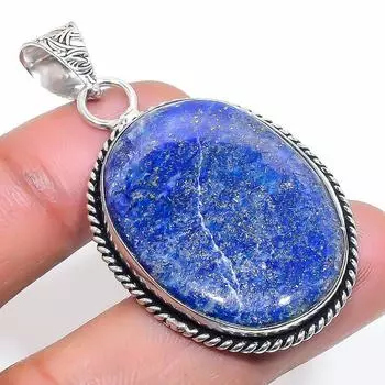 Ювелирный кулон ручной работы из серебра 925 пробы с лазуритом 2,01 дюйма S0z05
