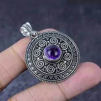Ювелирный кулон ручной работы из серебра 925 пробы с драгоценным камнем Sage Amethyst 1,75 дюйма D5W27