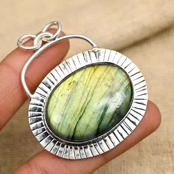 Ювелирный кулон ручной работы из стерлингового серебра 925 пробы с лабрадоритом и драгоценным камнем для женщин