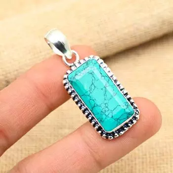 Ювелирный кулон ручной работы из стерлингового серебра 925 пробы с бирюзовым камнем Santa Rosa 2 Inches синий