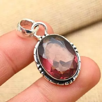 Ювелирный кулон ручной работы из стерлингового серебра 925 пробы с розовым турмалином для женщин