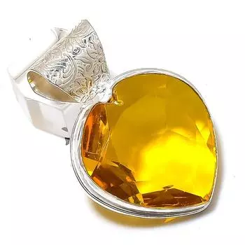 Ювелирный кулон ручной работы из стерлингового серебра 925 пробы с натуральным цитрином 1,89 дюйма N4c92