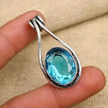 Ювелирный кулон ручной работы из стерлингового серебра 925 пробы с синим топазом для свадебного подарка