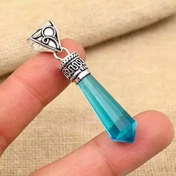 Ювелирный кулон ручной работы из стерлингового серебра 925 пробы с синим топазом ручной работы для подарка на помолвку