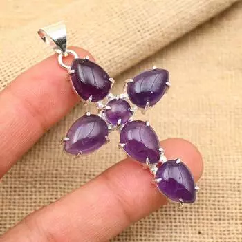 Ювелирный кулон ручной работы из стерлингового серебра 925 пробы с аметистом для женщин