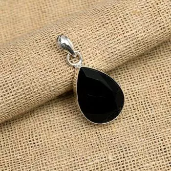 Ювелирный кулон ручной работы из стерлингового серебра 925 пробы с черной шпинелью ручной работы для нее 1.50 Inches чёрный
