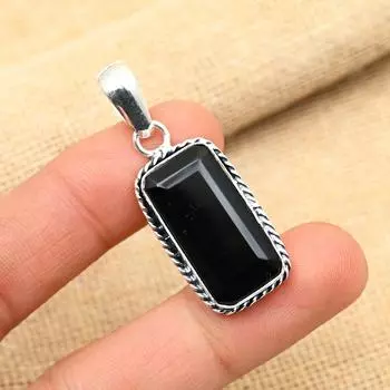 Ювелирный кулон ручной работы из стерлингового серебра 925 пробы с черной шпинелью ручной работы для нее 2 Inches чёрный