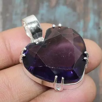 Ювелирный кулон ручной работы из стерлингового серебра 925 пробы с красивым аметистом и драгоценным камнем 1.58 Inches фиолетовый
