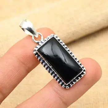 Ювелирный кулон ручной работы из стерлингового серебра 925 пробы с черной шпинелью ручной работы для нее 2 Inches чёрный
