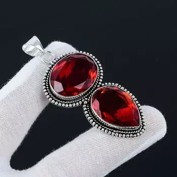 Ювелирный кулон ручной работы из стерлингового серебра 925 пробы с красным гранатом, ювелирное ожерелье ручной работы с красным гранатом, подарки в знак благодарности 2.55 красный